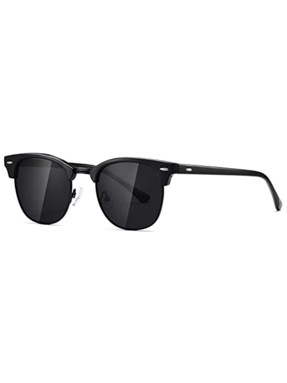 Retro Black Polarized Sunglasses Men Women UV400 Semi Rimless Classic Shades